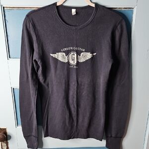 American Apparel Gibson Guitar Men's Navy Longsleeve Top Medium